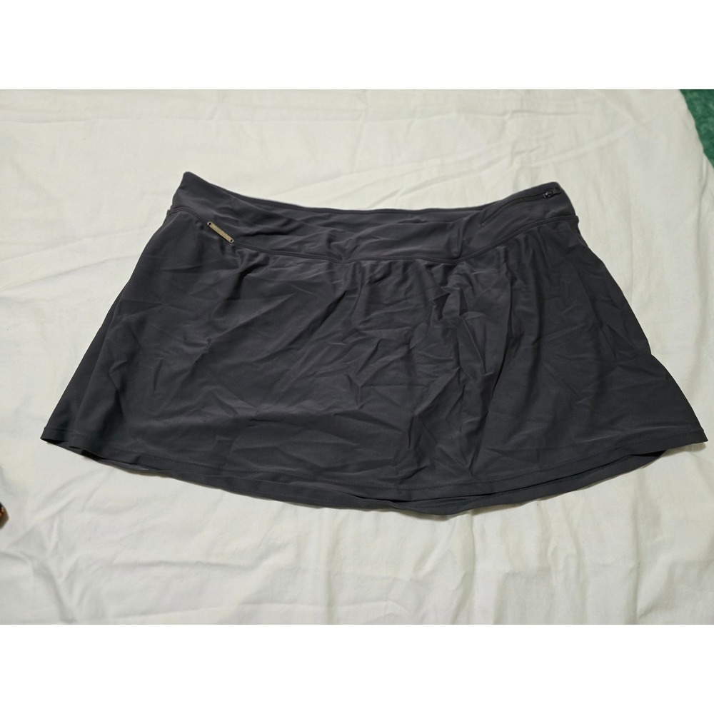ZeroXposur Womens Swim Skirt 20W Dark Gray Zip‎ Pocket Athletic Skort 0348